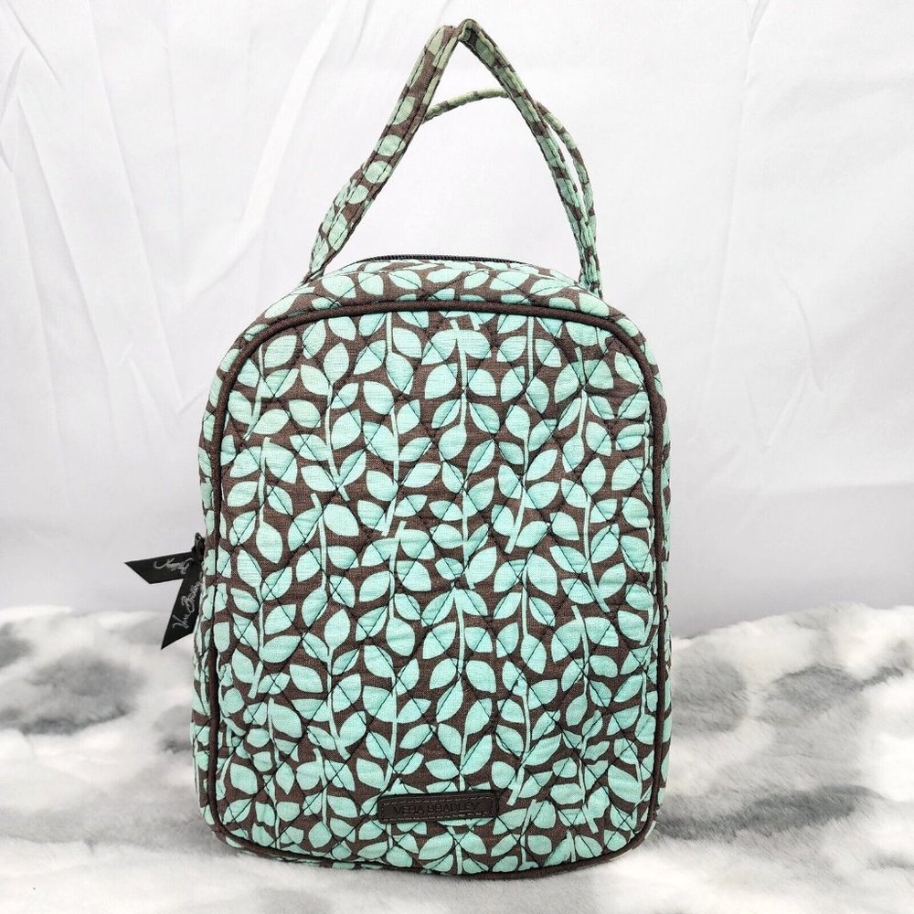 Vera Bradley Blue Leaf Print Insulated Zippered Lunch Bag Lunchbox w/ Handle